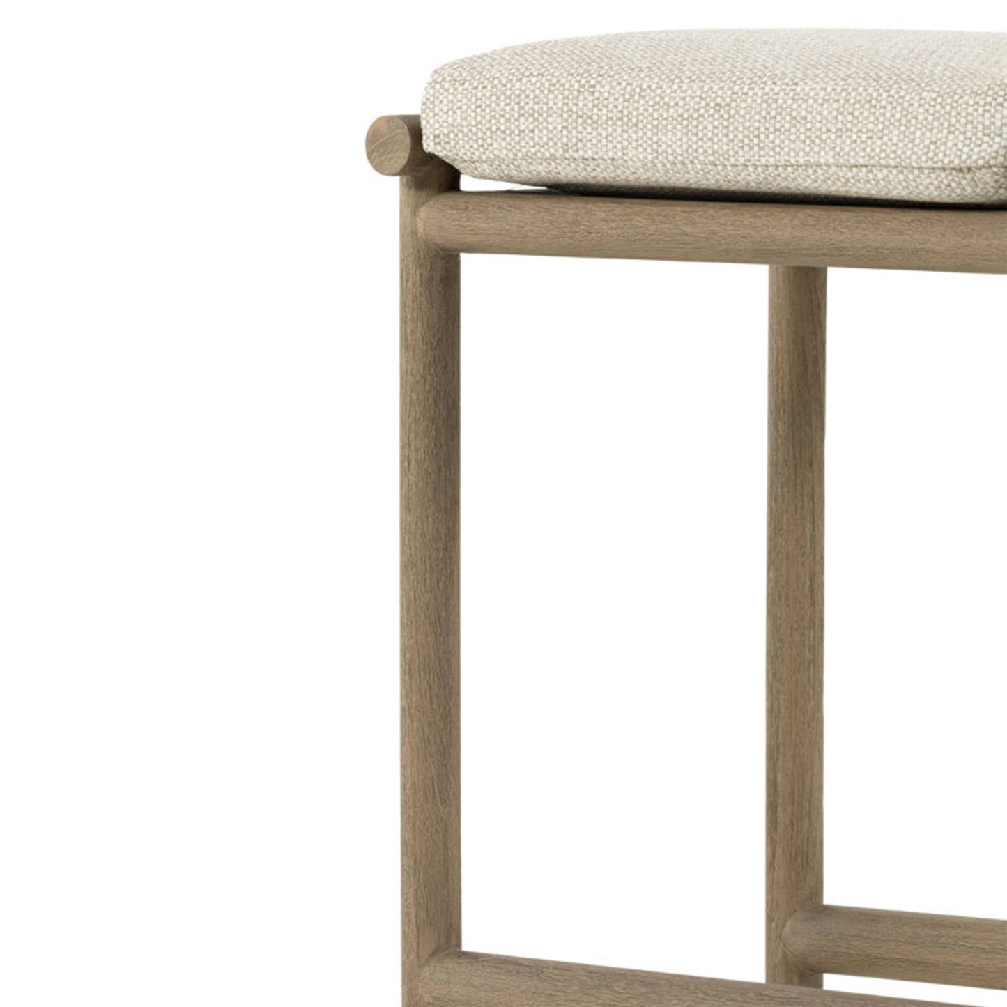 Upholstered Backless Teak Outdoor Bar Stool