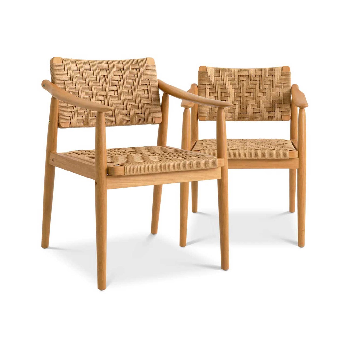 Teak Woven Rope Outdoor Dining Chair with Cushion