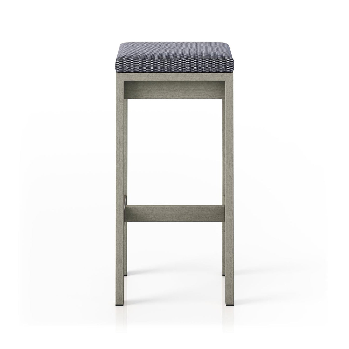 Upholstered Backless Teak Outdoor Bar Stool