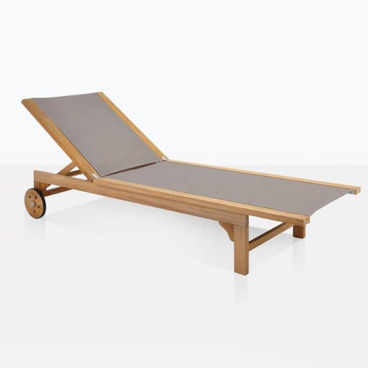 Teak & Taupe Outdoor Sun Lounger