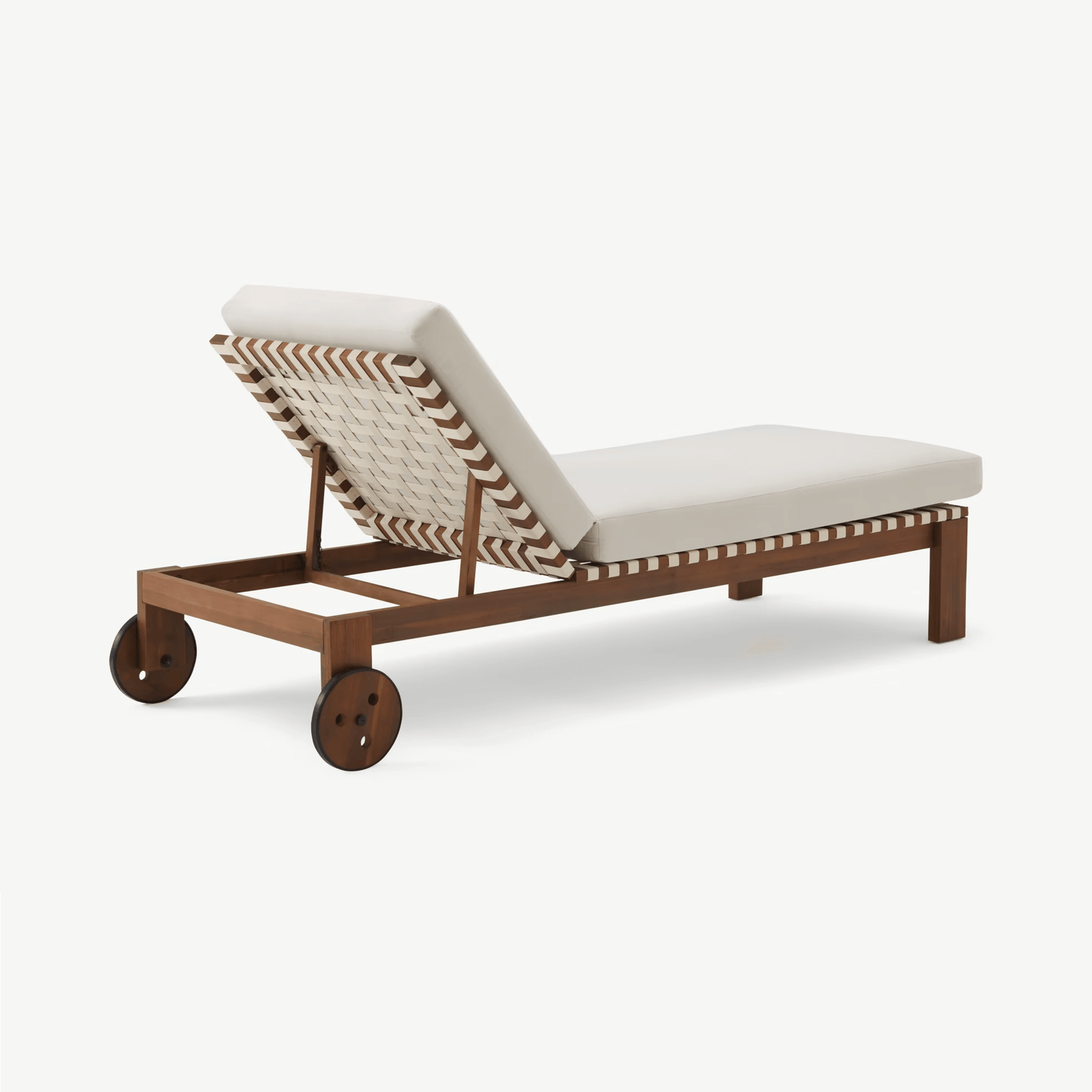 Teak & Cream Outdoor Sun Lounger