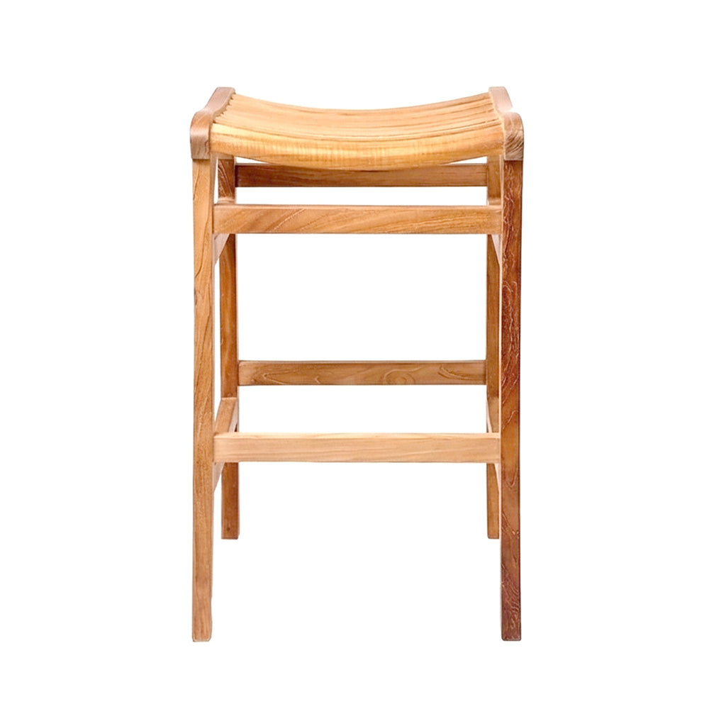 Backless Teak Outdoor Bar Stool