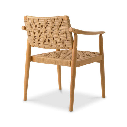 Teak Woven Rope Outdoor Dining Chair with Cushion