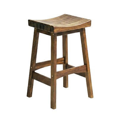 Backless Teak Outdoor Bar Stool