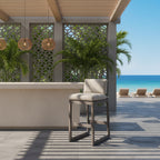 Upholstered Armless Teak Outdoor Bar Stool