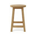 Round Backless Teak Outdoor Bar Stool