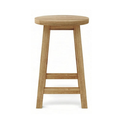 Round Backless Teak Outdoor Bar Stool