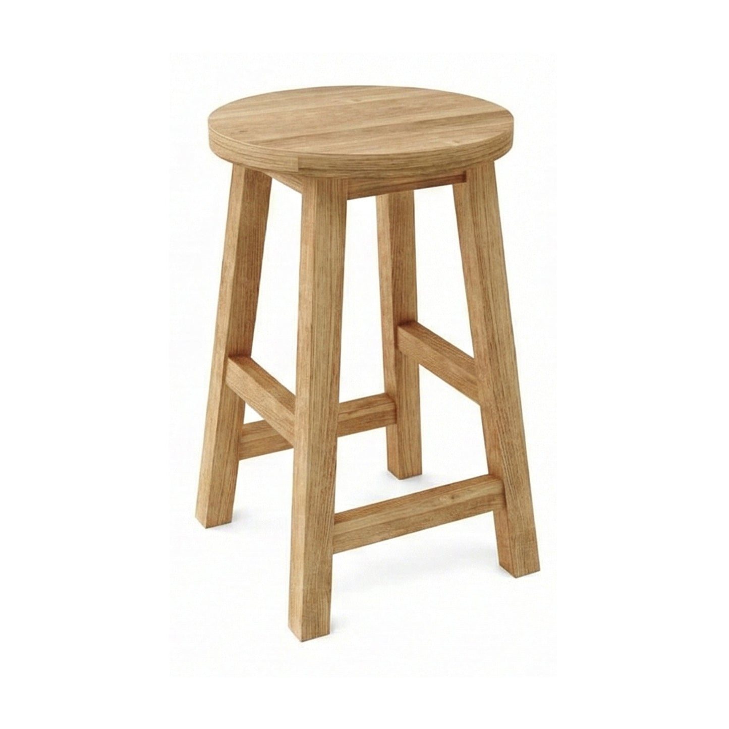 Round Backless Teak Outdoor Bar Stool