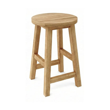 Round Backless Teak Outdoor Bar Stool