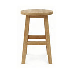 Round Backless Teak Outdoor Bar Stool