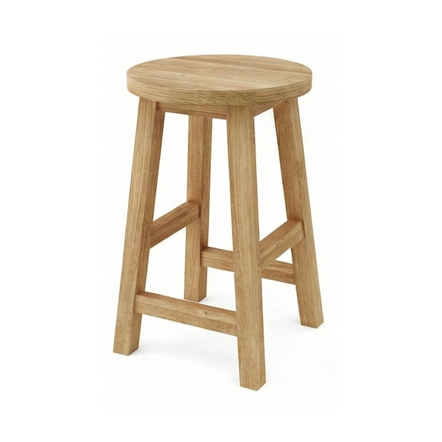 Round Backless Teak Outdoor Bar Stool