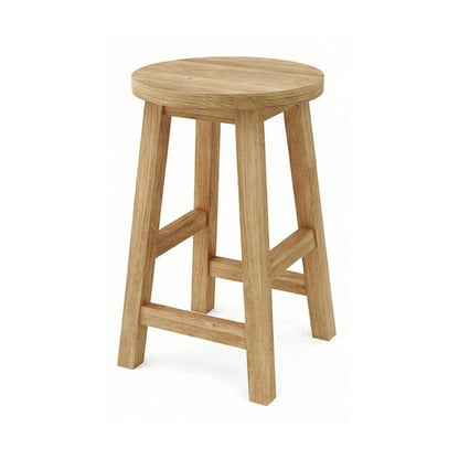 Round Backless Teak Outdoor Bar Stool