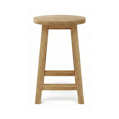 Round Backless Teak Outdoor Bar Stool