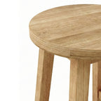 Round Backless Teak Outdoor Bar Stool