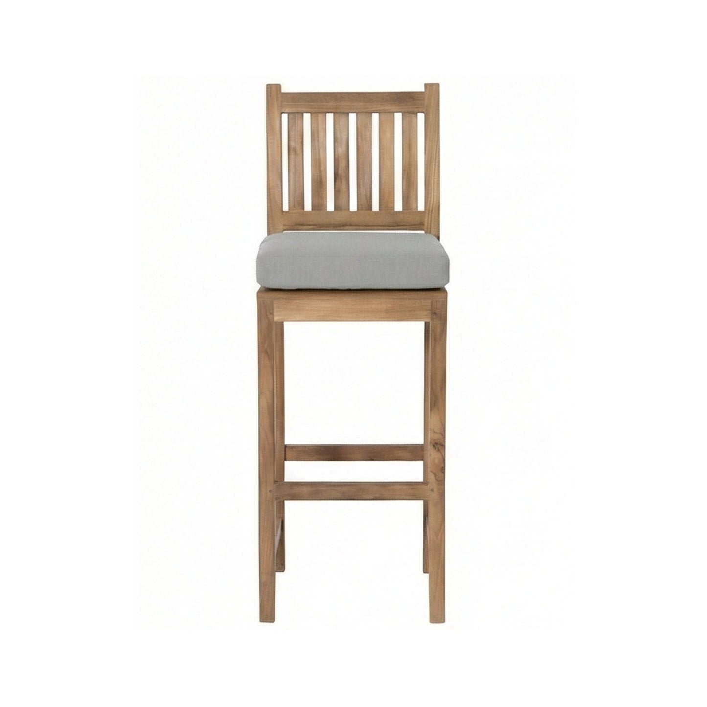 Upholstered Armless Teak Outdoor Bar Stool