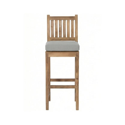 Upholstered Armless Teak Outdoor Bar Stool
