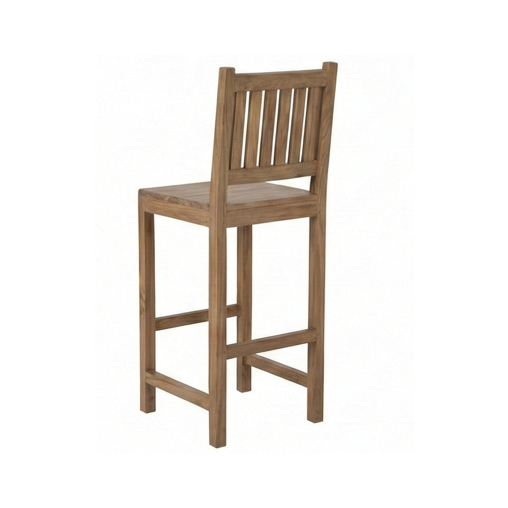 Upholstered Armless Teak Outdoor Bar Stool