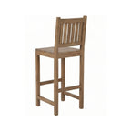 Upholstered Armless Teak Outdoor Bar Stool