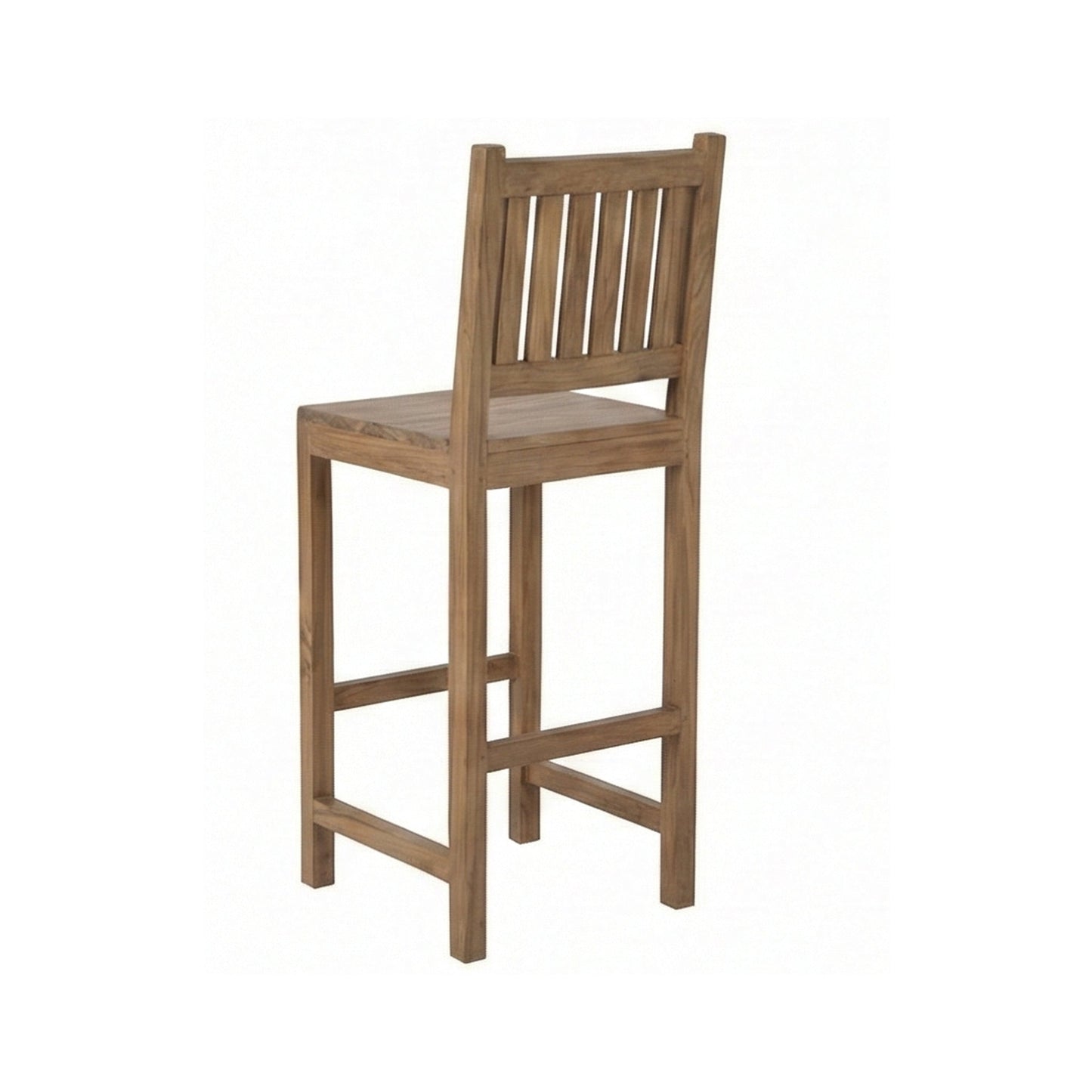 Upholstered Armless Teak Outdoor Bar Stool