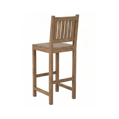 Upholstered Armless Teak Outdoor Bar Stool