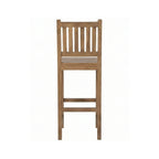 Upholstered Armless Teak Outdoor Bar Stool
