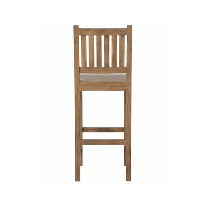 Upholstered Armless Teak Outdoor Bar Stool