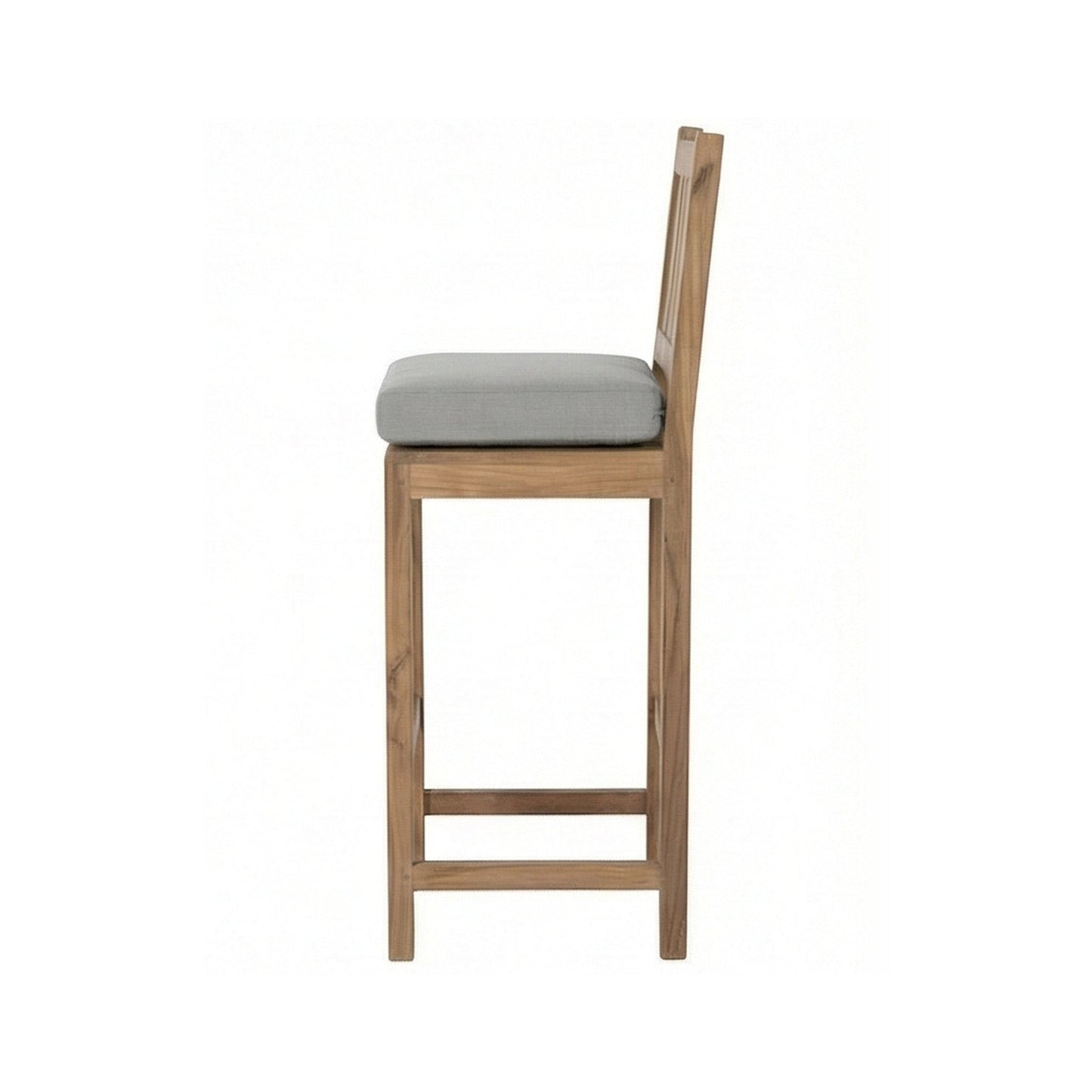 Upholstered Armless Teak Outdoor Bar Stool