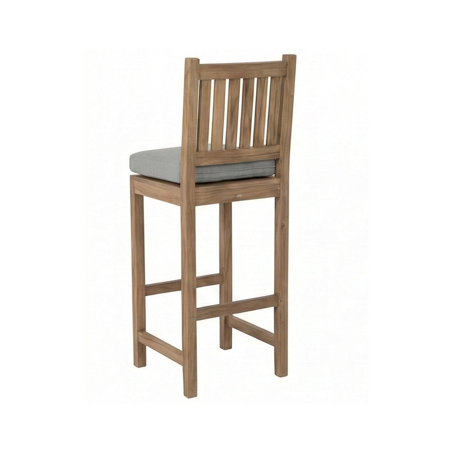 Upholstered Armless Teak Outdoor Bar Stool