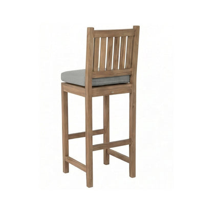 Upholstered Armless Teak Outdoor Bar Stool