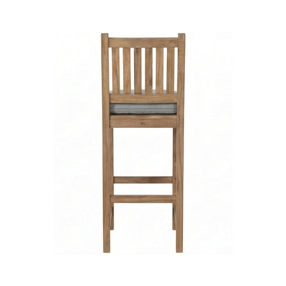 Upholstered Armless Teak Outdoor Bar Stool