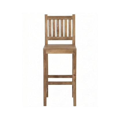 Upholstered Armless Teak Outdoor Bar Stool