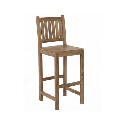 Upholstered Armless Teak Outdoor Bar Stool
