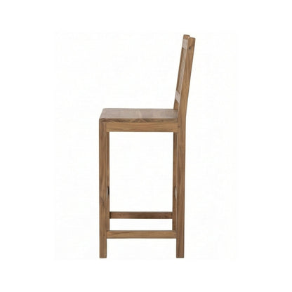 Upholstered Armless Teak Outdoor Bar Stool