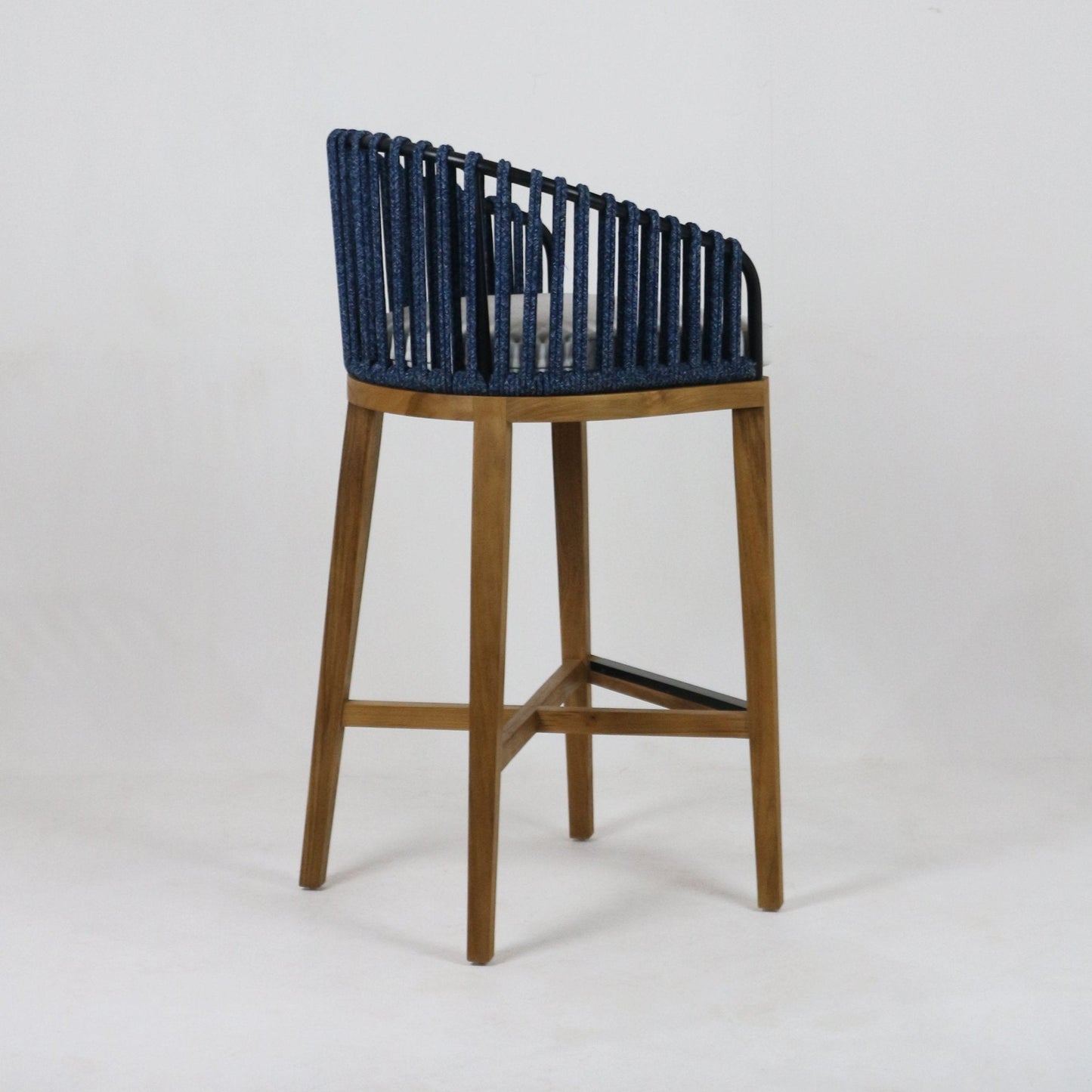 Teak & Woven Outdoor Bar & Counter Stool