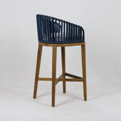 Teak & Woven Outdoor Bar & Counter Stool