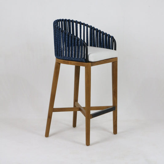 Teak & Woven Outdoor Bar & Counter Stool