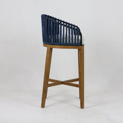 Teak & Woven Outdoor Bar & Counter Stool