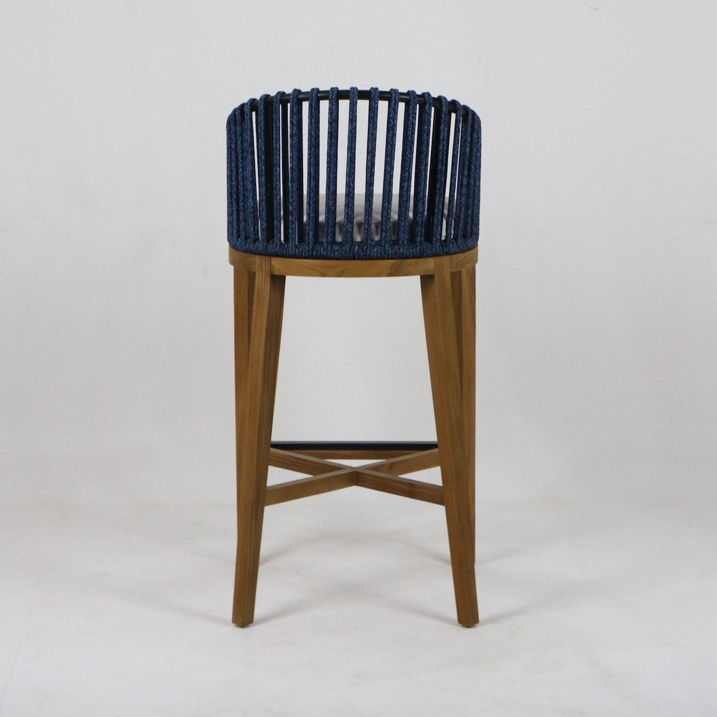 Teak & Woven Outdoor Bar & Counter Stool