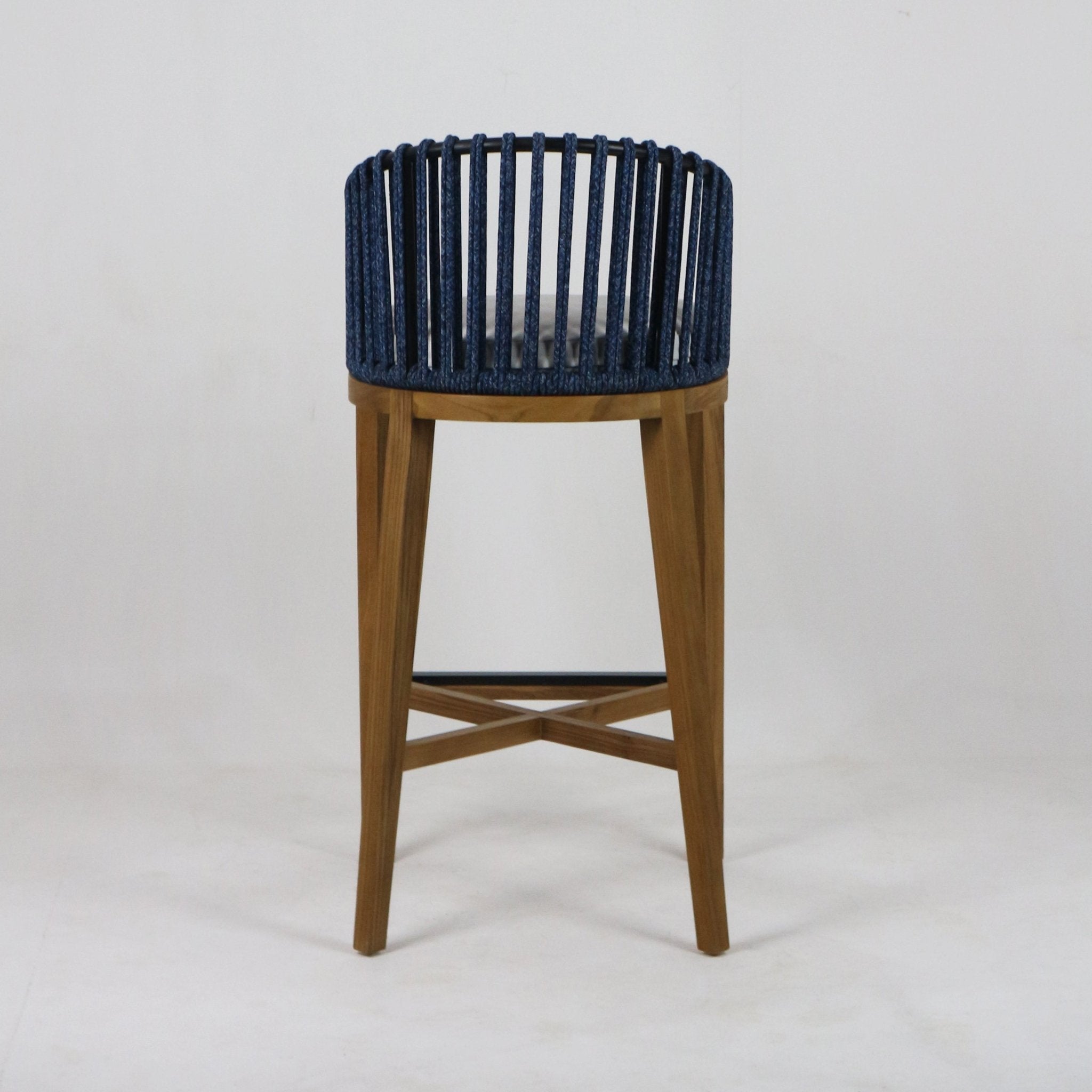 Teak & Woven Outdoor Bar & Counter Stool