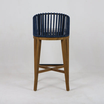 Teak & Woven Outdoor Bar & Counter Stool