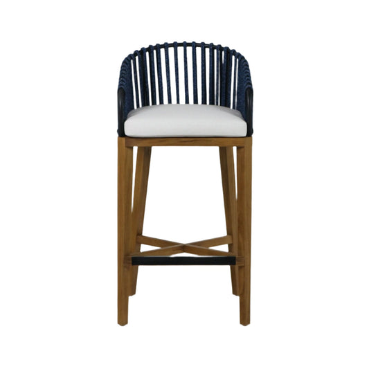 Teak & Woven Outdoor Bar & Counter Stool