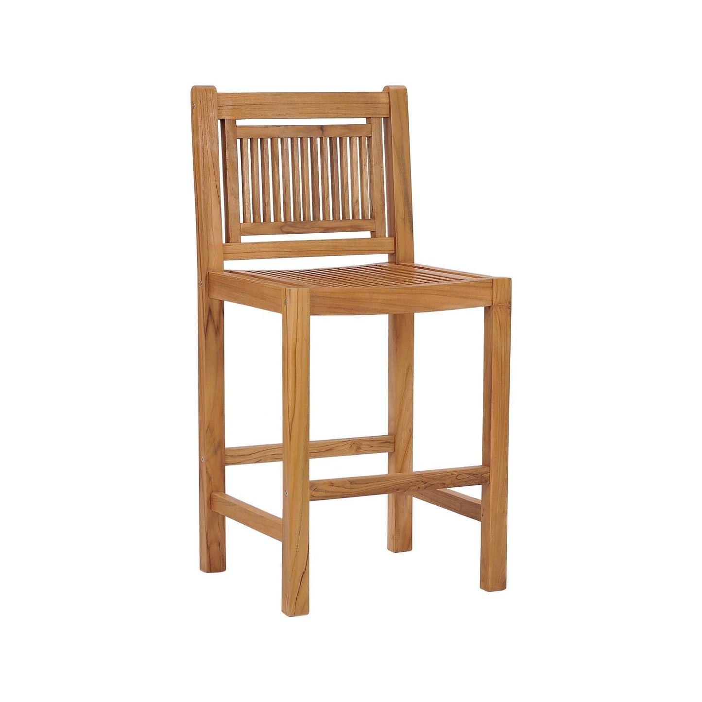 Armless Teak Outdoor Bar Stool