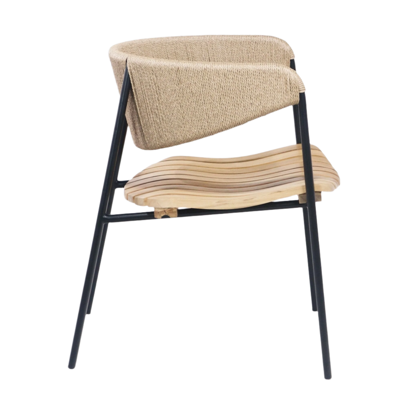 Chair With Teak Seat And Rush Webbing