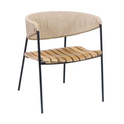 Chair With Teak Seat And Rush Webbing