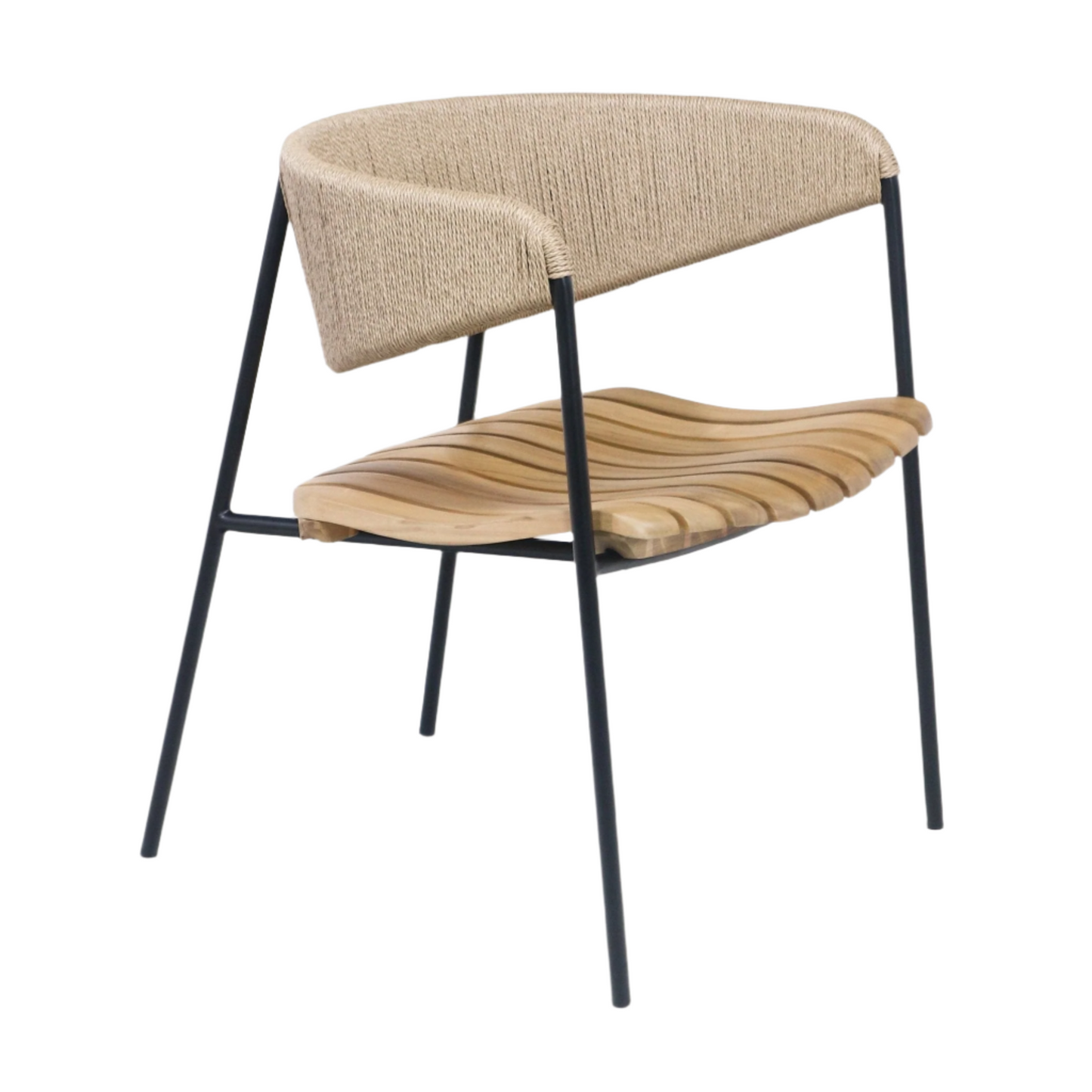 Chair With Teak Seat And Rush Webbing