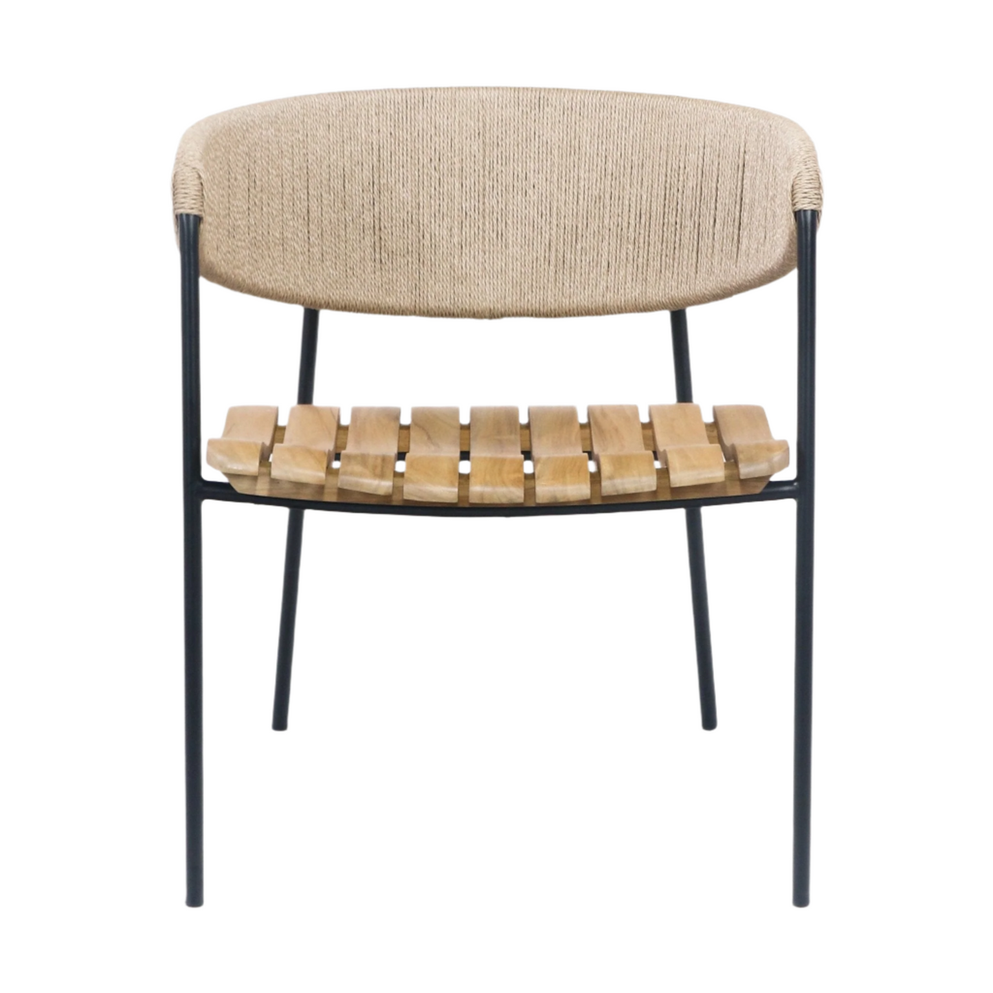 Chair With Teak Seat And Rush Webbing