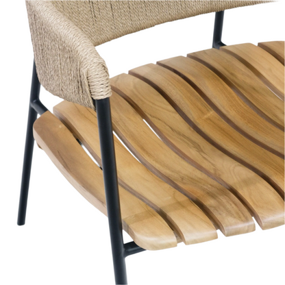 Chair With Teak Seat And Rush Webbing