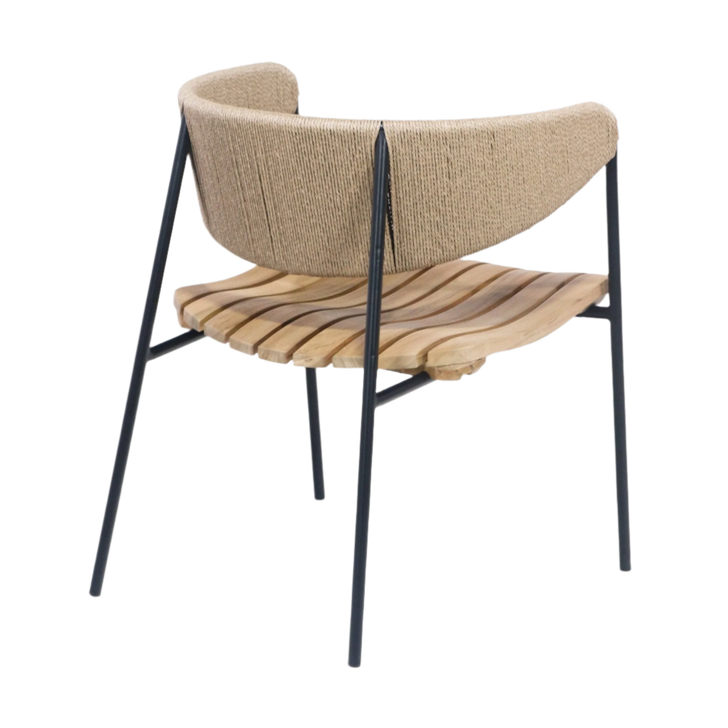 Chair With Teak Seat And Rush Webbing