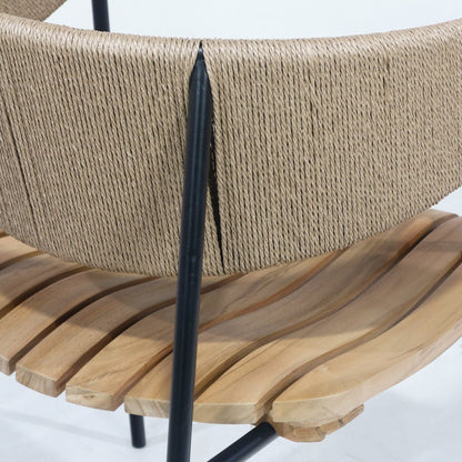 Chair With Teak Seat And Rush Webbing