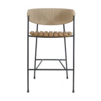 Stool with Teak Seat and Rush Weaving Backrest